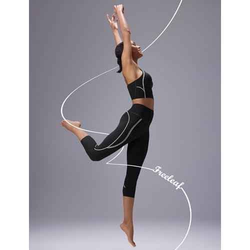 baleaf Freeleaf Broadway High Waist Capris Leggings with Pockets, Dance Yoga Workout Running Casual Summer Pants for Women