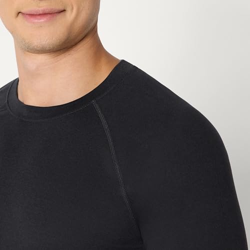 Men's Athletic Performance Long Sleeve Workout Shirt - Moisture Wicking, 4-Way Stretch, Medium Space Dye Black