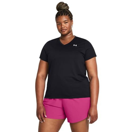 Under Armour Tech V-Neck Short Sleeve T-Shirt - Small, Black & White