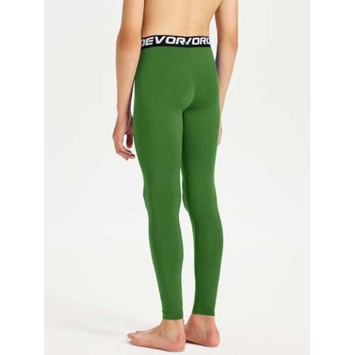 DEVOROPA Boys Leggings Quick Dry Youth Compression Pants Sports Tights Basketball Base Layer