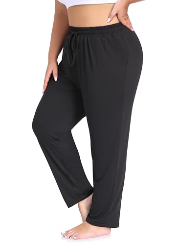Plus Size Women's Yoga Pants with Pockets - Black, 3X, Lounge & Joggers