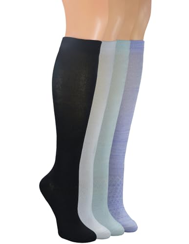 Women's Bamboo Rayon Over-the-Calf Compression Socks 10-15mmHg - 9-11 Multicolor