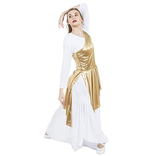 Danzcue Women's Asymmetrical Praise Dance Tunic - Gold Large-X-Large Variation