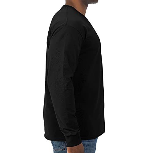 Jerzees Men's Dri-Power Cotton Blend Long Sleeve T-Shirt Black Medium - Moisture Wicking & Odor Protection