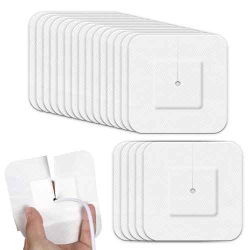 15 Pcs Split Drain Adhesive Feeding Tube Bandages, Peg G J Supra-Pubic Incision Bordered Guaze Pad, Sterile Drain Patch Supplies Island Dressing, Catheter Stabilization Device Holder for Nursing Care