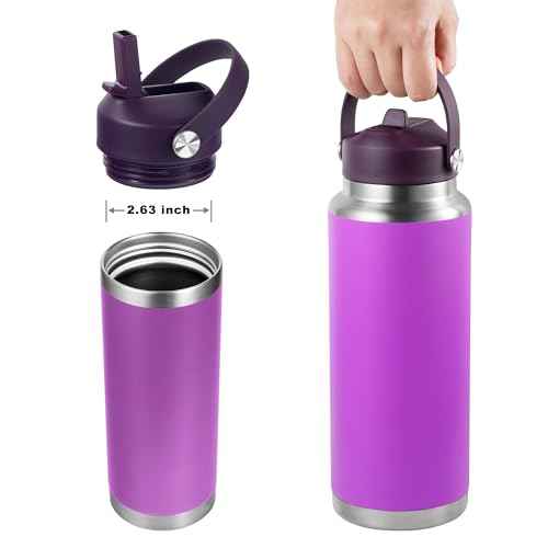 Straw lid for Yeti Rambler 18 26 36 64 oz, Lid with Straws and Flexible Handle, Replacement Cap for Yeti 18oz 26oz 36oz 64oz Rambler Water Bottle Straw Cap