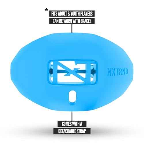 Nxtrnd One Football Mouth Guard, Strap Included, Fits Adult & Youth (Neon Blue)