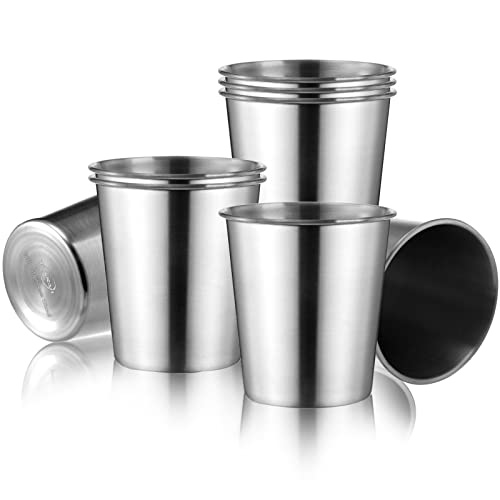 Stainless Steel Drinking Cups 8 oz Pack of 8 - Silver, Unbreakable & Reusable
