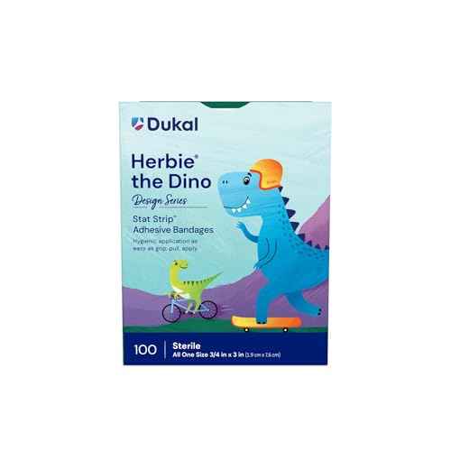 Stat Strip Kid Design (Herbie The Dinosaur) Plastic Adhesive Bandage Sterile .75 x 3 100 per Box