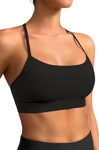 Medium Black Padded Y-Back Sports Bra for Women - Low Impact Racerback Yoga Top