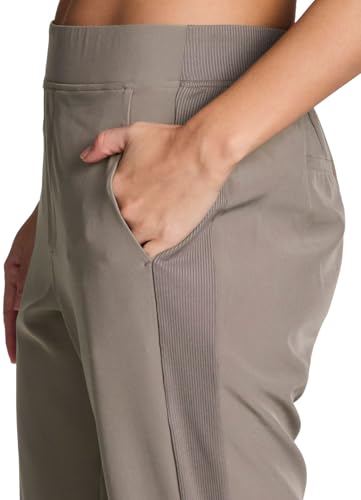 RBX Women's Ankle Pant - Quick Dry Lightweight Stretch Flat-Front Trousers - Medium / Ribbed Side Driftwood
