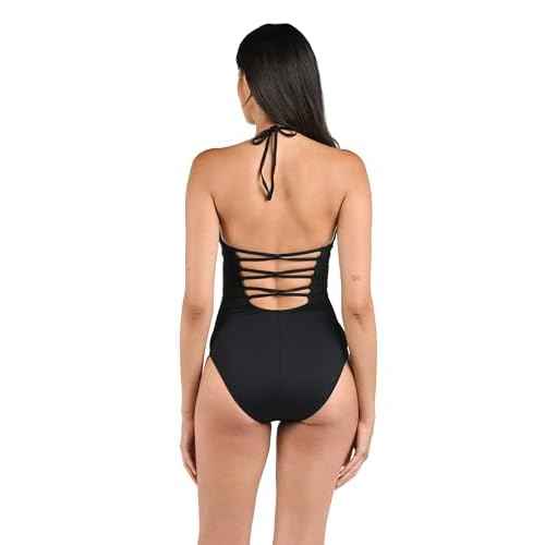 La Blanca Women's One Piece Swimsuit Scoop Front Tummy Control Island Goddess Bathing Suit