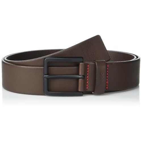 HUGO mens Matte Buckle Smooth Leather Belt