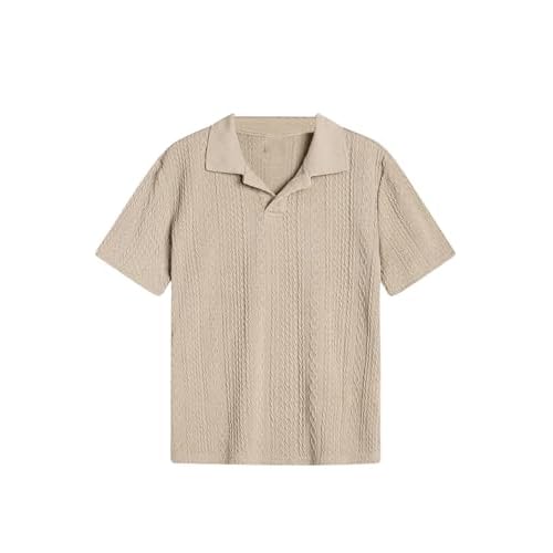 Verdusa Boys Button Down Shirt Tops Short Sleeve Collar Textured Tee Shirts