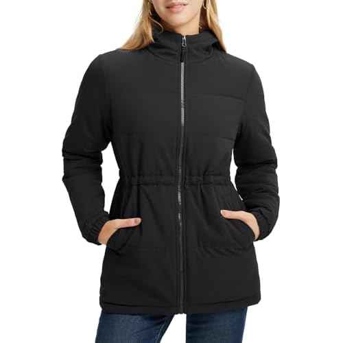 baleaf Women's Winter Coat Long Puffer Jacket Quilted Jackets with Hood Warm Running Insulated Hiking Snow