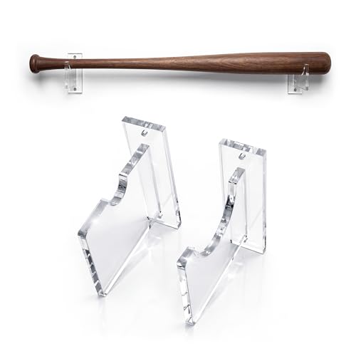 Clear Acrylic Baseball Bat Display Rack Wall Mount for 28-34 Inch Bats