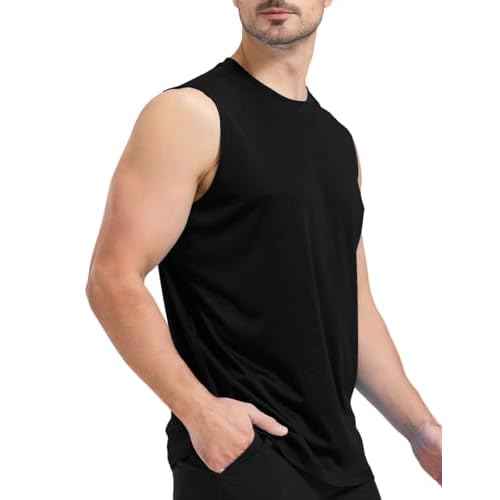 Men's Sleeveless UPF 50+ Swim Shirts Quick Dry Workout Tank Top UV Protection Running Gym Muscle T Shirts