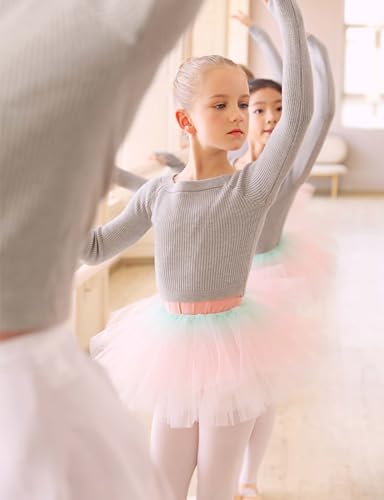 Girls Long Sleeve Dance Sweater - Black 8-9 Years Warm Ballet Warm-Up Pullover