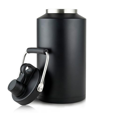 Black 128oz Insulated Stainless Steel Water Bottle - Keeps Ice 48HR, Leakproof