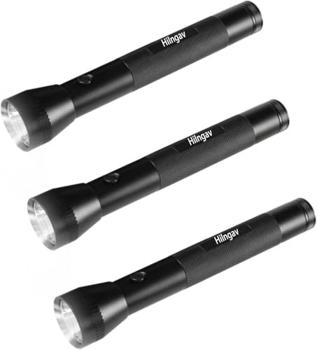 Heavy Duty 3-Cell D LED Flashlight Set - Rugged Aluminum Torch for Outdoor & Emergency (3 Pack)