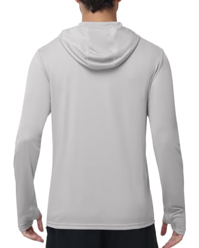 Roadbox Men's UPF 50+ Sun Hoodie - Lightweight Zip Up UV Protection Gray Large