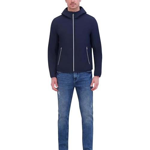 Kenneth Cole mens Hooded Soft Shell With Coil Zip Detail