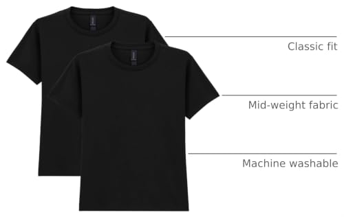 X-Large Black Unisex Youth Heavy Cotton T-Shirt - 2 Pack
