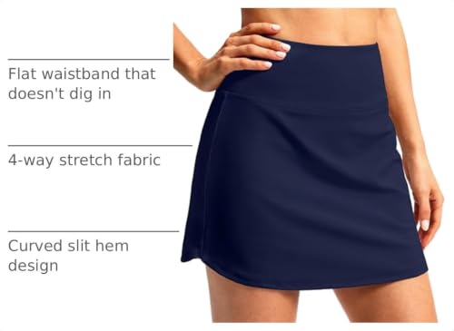 18 Inch Navy Golf Skort for Women with Pockets - Summer Casual Skirt