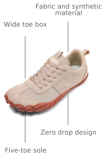 Women's Barefoot Wide Toe Box Hiking Sneakers - Light Brown 8.5/Women, 6.5/Men