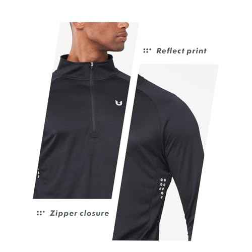 NORTHYARD Quarter Zip Pullover Men Running Shirt Long Sleeve Moisture Wicking Quick Dry Athletic Workout Shirts