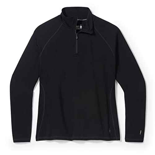 Smartwool Women's Plus Size Classic Thermal Merino Wool Base Layer ? Quarter Zip (Slim Fit), Black, 1X