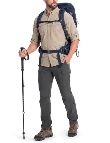 Moosehill Men's Cargo Pants - Lightweight, Quick Dry, Stretch, 32W x 32L Dark Grey