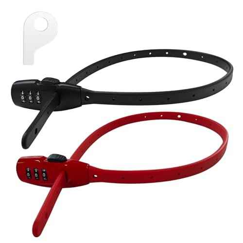 2 Pack Adjustable Zip Tie Lock with 3-Digit Combination for Helmet, Bike Rack, Motorcycle, Skateboard, Luggage, Skis, French Door, Stroller & Cabinet, Lightweight Bicycle Lock