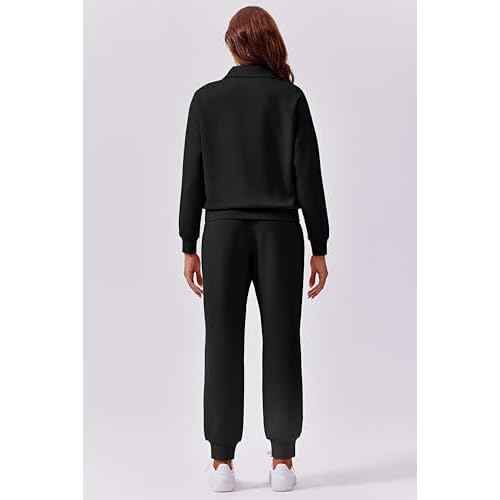 PINSPARK 2 Piece Sets for Women 2025 Fall Travel Outfits Long Sleeve Tracksuit Joggers Sets Half Zip Sweatsuit Matching Set