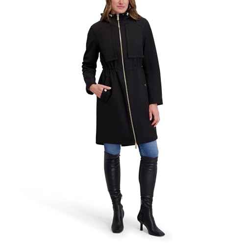 kensie womens Outerwear Hooded Softshell Water Resistant Jacket
