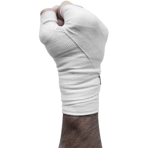 Mexican Style Elastic Cotton Gauze Hand Wraps for Boxing MMA - White 10 Pack
