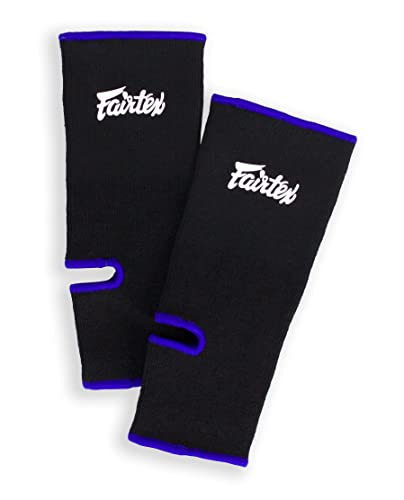 Fairtex AS1 Elastic Ankle Guard Black Blue Small-Medium - Muay Thai Kickboxing Support