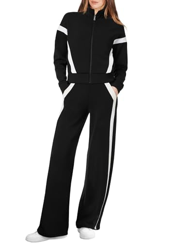 XIEERDUO Women's Lounge Sets 2025 Sweatsuit 2-Piece Outfits XL Black White