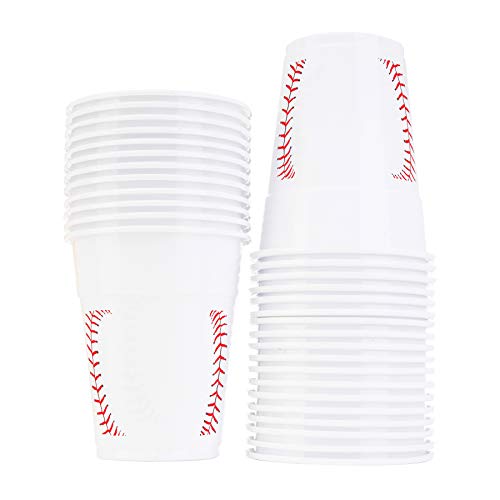 Neliblu Baseball-Themed 16 oz Plastic Cups, Pack of 30, Suitable for Birthday Party Supplies and Game Day