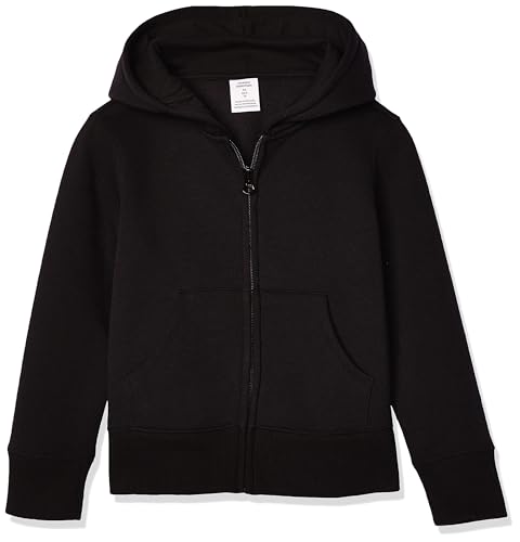 Girls Toddler Fleece Zip-Up Hoodie with Lined Hood - Medium Black