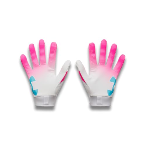 Under Armour Youth Blur Football Gloves White Pink Rave Youth Medium