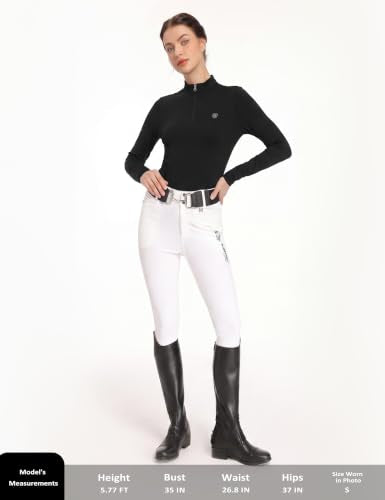 Women's Equestrian Riding Shirt UPF 50+ Small Black - Horse Riding Top