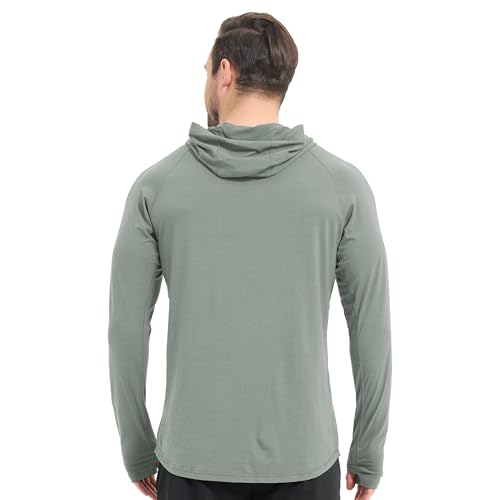 Men's Ultra Soft Bamboo Viscose Hoodie Shirt with Curved Hem - Regular Large Sage Slate