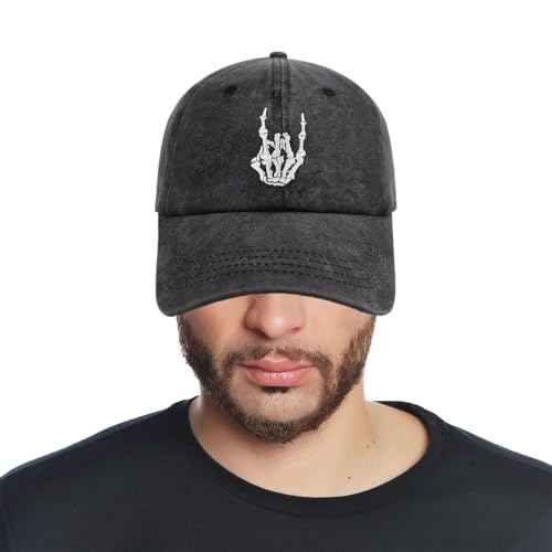 Skeleton Hand Hat for Men Women, Embroidered Skeleton Hands Baseball Cap Halloween Dad Hat