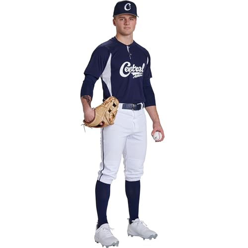 Unisex Baseball Knickers with Braid - Medium White & Navy, Triple Crown 2.0