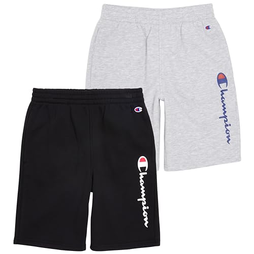 X-Large Champion Boys Fleece Shorts 2-Pack Grey Heather-Black