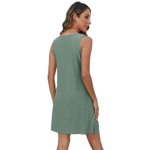 Coverup Summer Dresses for Women 2025 Eyelet Casual Loose Sleeveless Sundresses Tank Dresses with Pockets