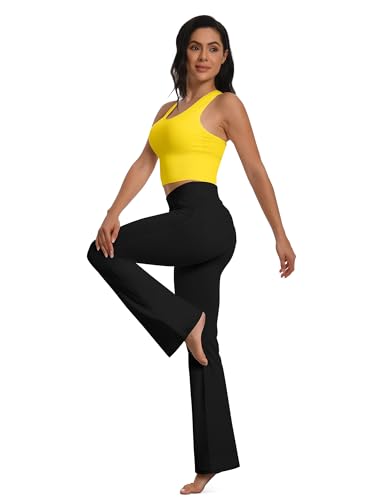 Women's High Waisted Bootcut Yoga Pants - Large, Black