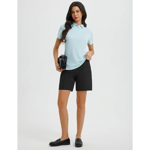 baleaf Women's 7 Inch Bermuda Long Shorts with Zipper Pockets High Waisted Athletic Shorts Walking Dressy Casual Loose