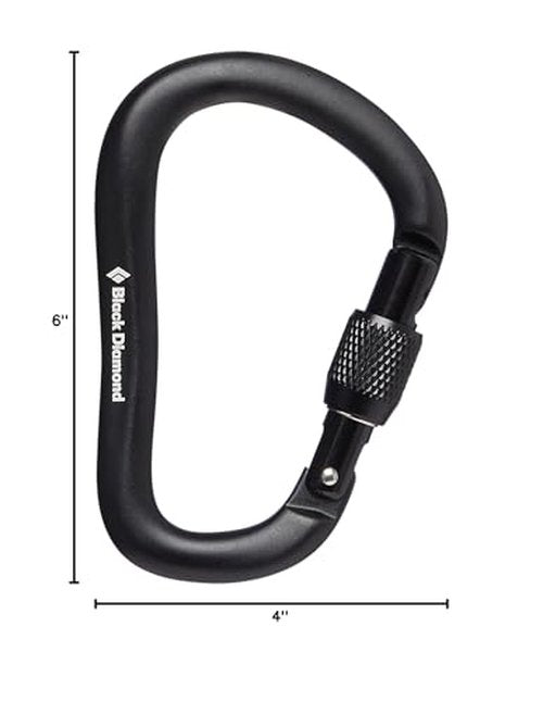 BLACK DIAMOND Rocklock Screwgate Locking Carabiner for Rock Climbing, Mountaineering, Rappelling, Work, Black
